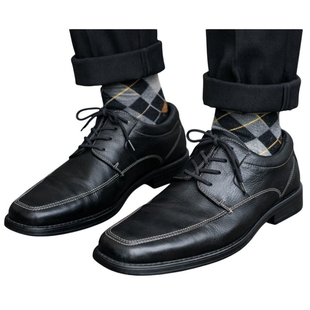 NORDSTROM Black Leather Square Toe Oxford Dress Shoe Men 13 LaceUp Business Work